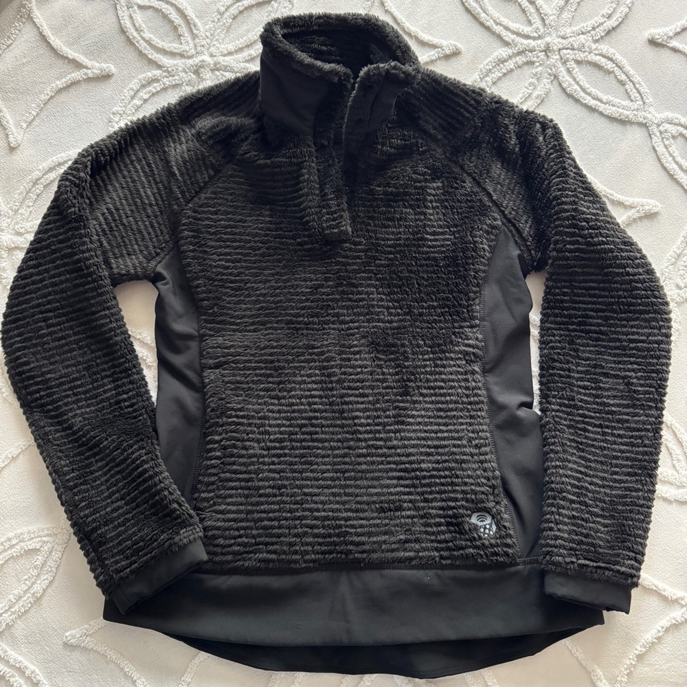 Mountain Hardwear Black T Snap Fleece Pullover Sweatshirt Size Small